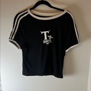 Hybrid Apparel Black and White T-Birds  Grease Tee size xl cropped top